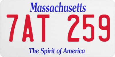 MA license plate 7AT259