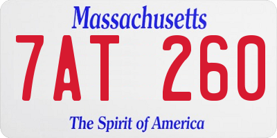 MA license plate 7AT260