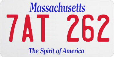 MA license plate 7AT262