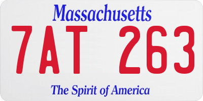 MA license plate 7AT263