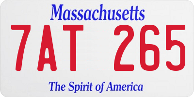 MA license plate 7AT265