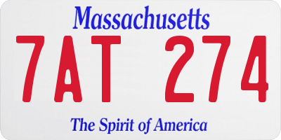 MA license plate 7AT274