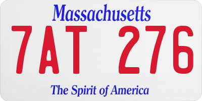 MA license plate 7AT276