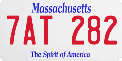 MA license plate 7AT282
