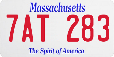 MA license plate 7AT283