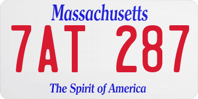 MA license plate 7AT287