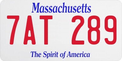 MA license plate 7AT289