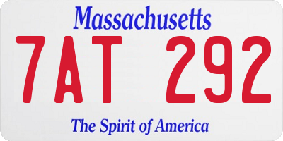 MA license plate 7AT292