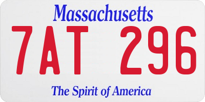MA license plate 7AT296