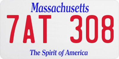 MA license plate 7AT308