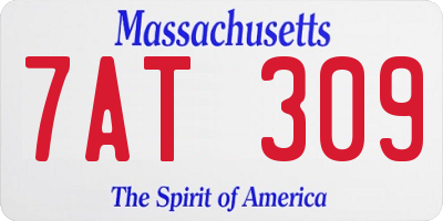 MA license plate 7AT309