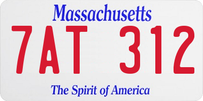 MA license plate 7AT312
