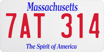 MA license plate 7AT314