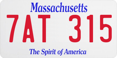 MA license plate 7AT315