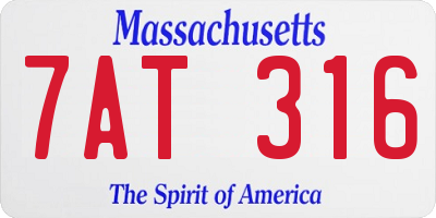 MA license plate 7AT316