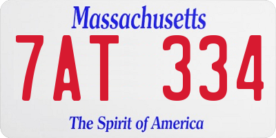 MA license plate 7AT334
