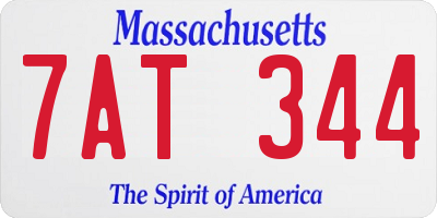 MA license plate 7AT344