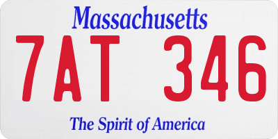 MA license plate 7AT346