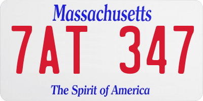 MA license plate 7AT347