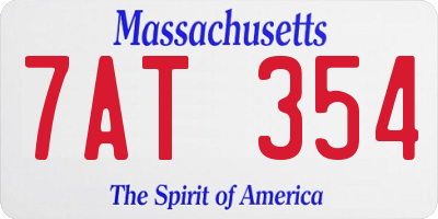 MA license plate 7AT354