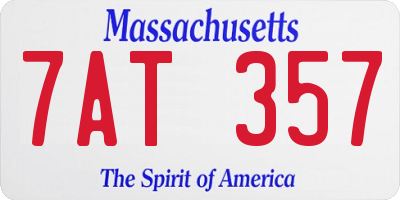 MA license plate 7AT357