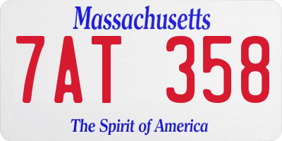 MA license plate 7AT358