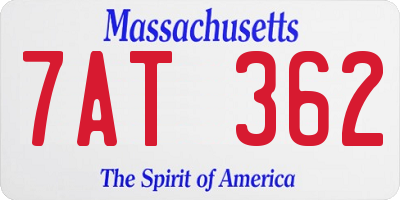 MA license plate 7AT362