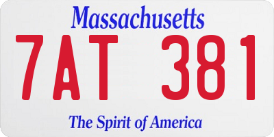 MA license plate 7AT381