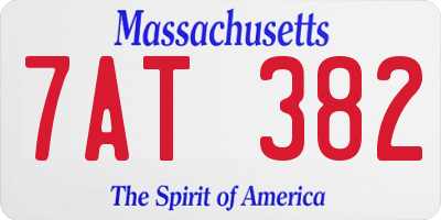 MA license plate 7AT382