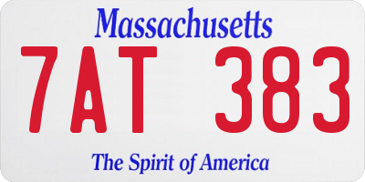 MA license plate 7AT383