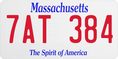 MA license plate 7AT384