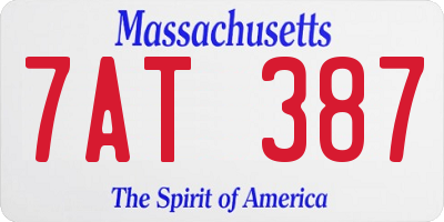 MA license plate 7AT387