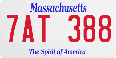 MA license plate 7AT388