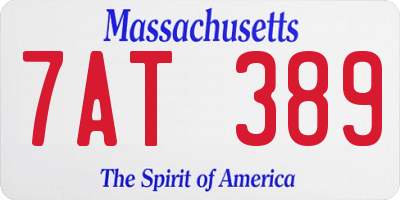 MA license plate 7AT389
