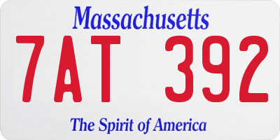 MA license plate 7AT392