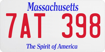 MA license plate 7AT398