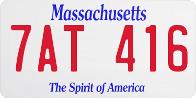 MA license plate 7AT416