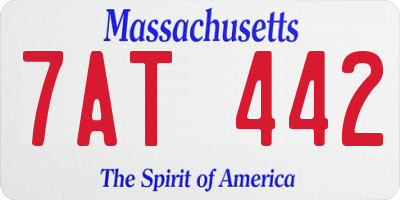 MA license plate 7AT442