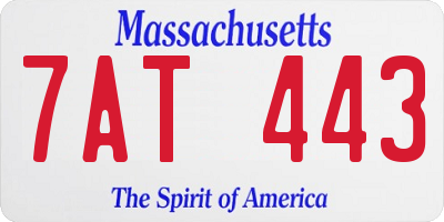 MA license plate 7AT443