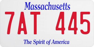 MA license plate 7AT445