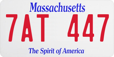 MA license plate 7AT447