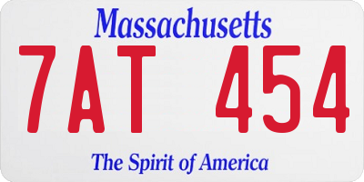 MA license plate 7AT454