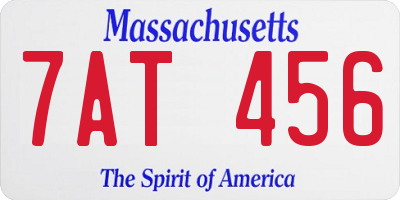 MA license plate 7AT456
