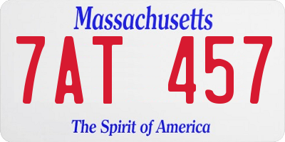 MA license plate 7AT457