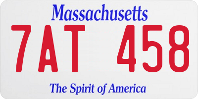 MA license plate 7AT458