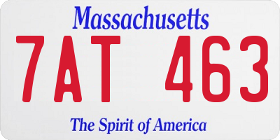 MA license plate 7AT463