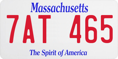 MA license plate 7AT465
