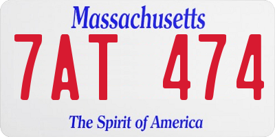MA license plate 7AT474