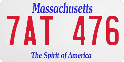 MA license plate 7AT476