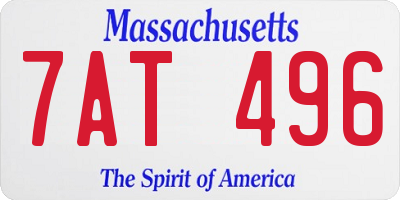 MA license plate 7AT496